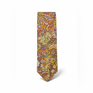 NEW! Roundtree & Yorke Paisley Tie - Brown, Yellow, Blue